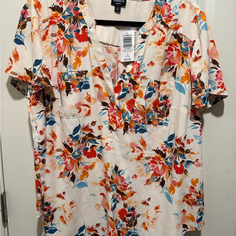 Torrid Women's Floral V-Neck Blouse - Multicolor